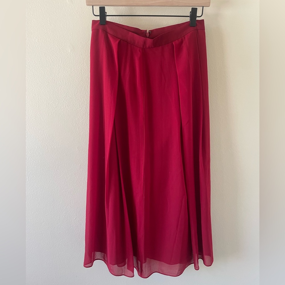 Red Chiffon Midi Skirt Anne Klein